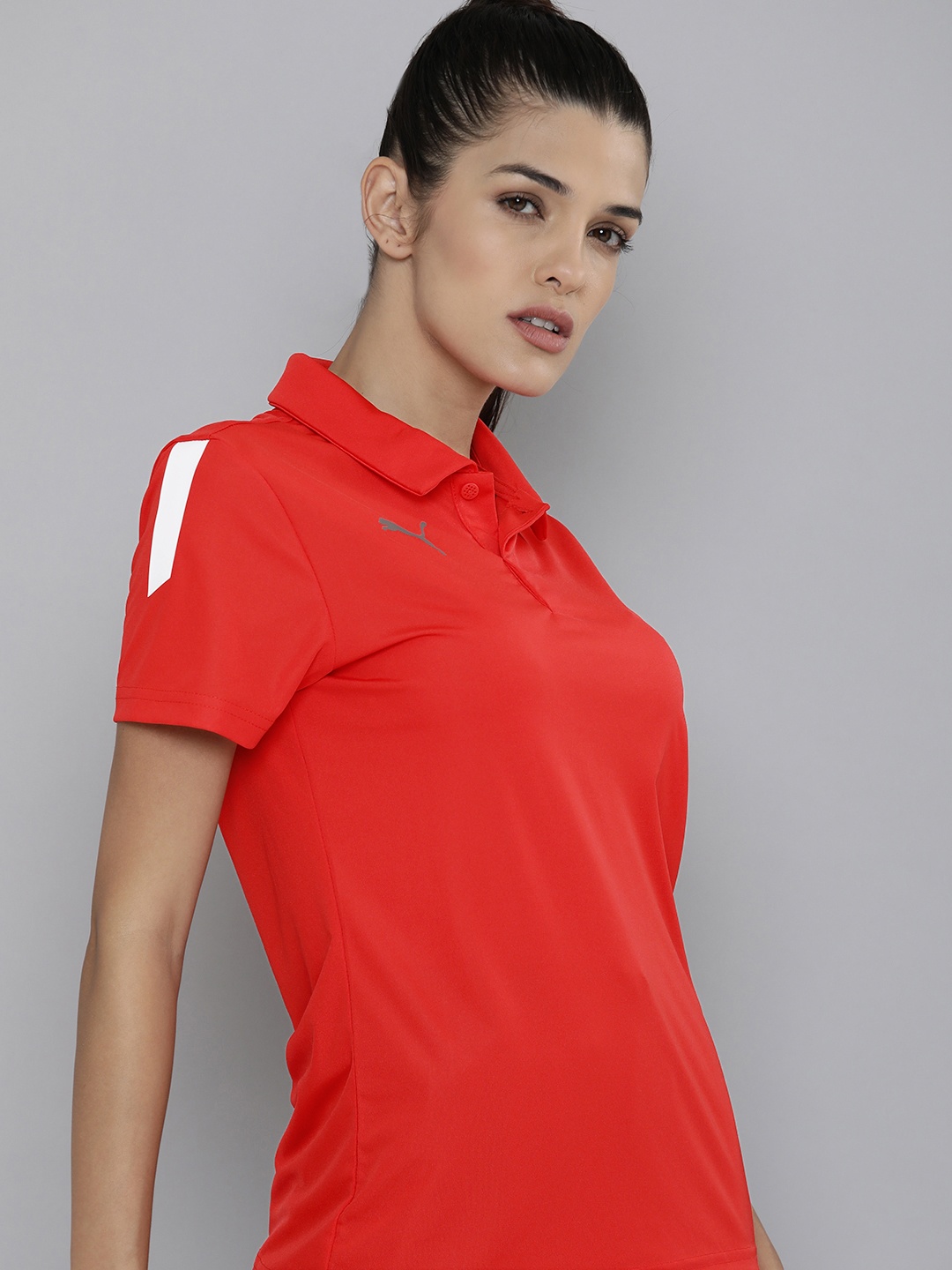 

Puma Women Red teamLIGA Sideline Polo Collar Regular Fit T-shirt