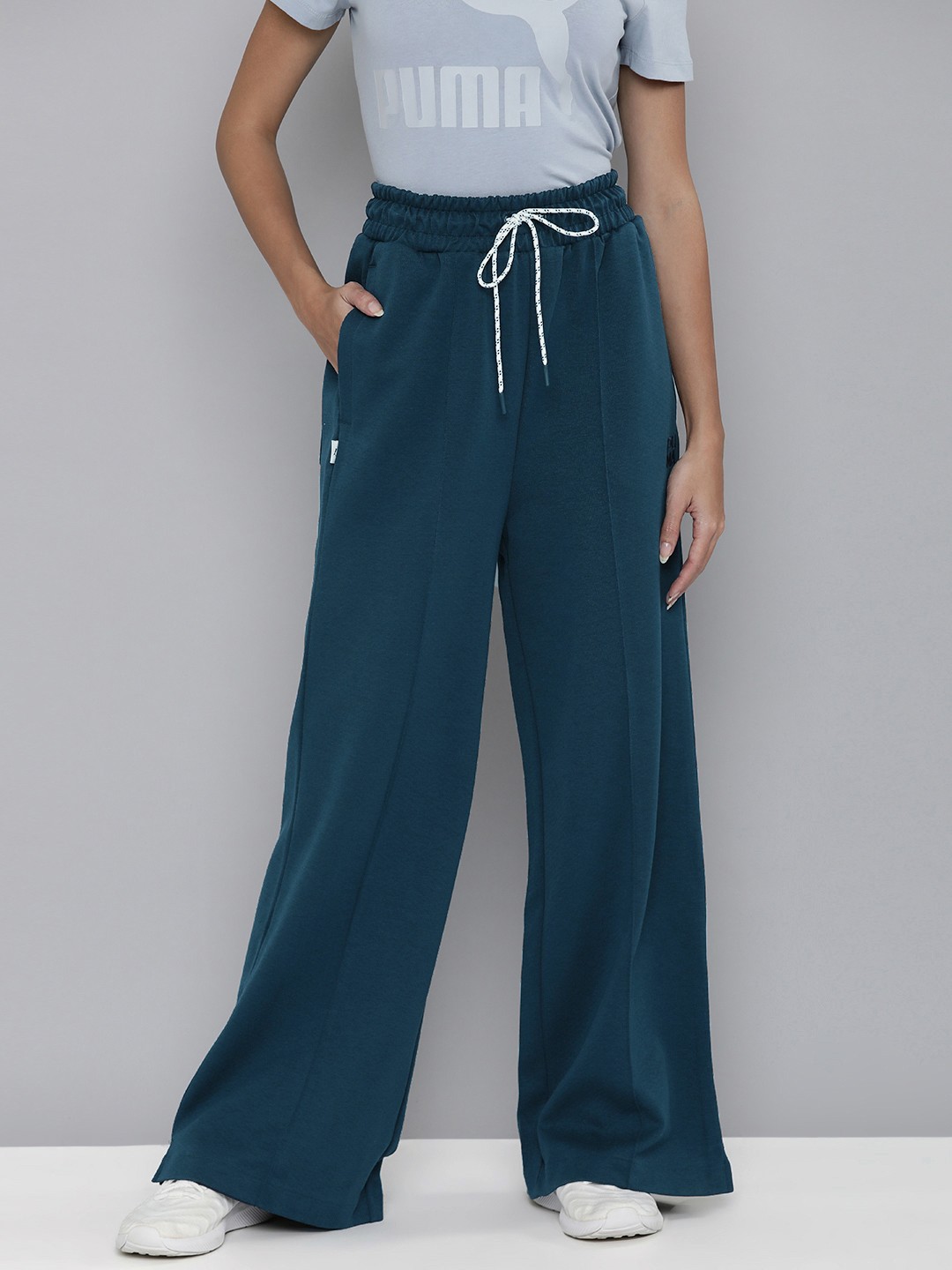 

Puma Women Solid Infuse Wide Leg Relaxed Fit Track Pants, Blue