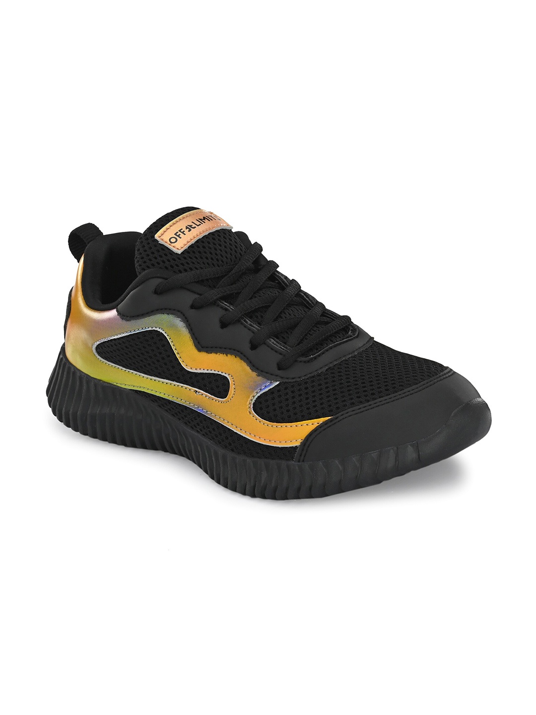 

OFF LIMITS Women Mesh Mid Top Non-Marking Lace Up Running Shoes, Black