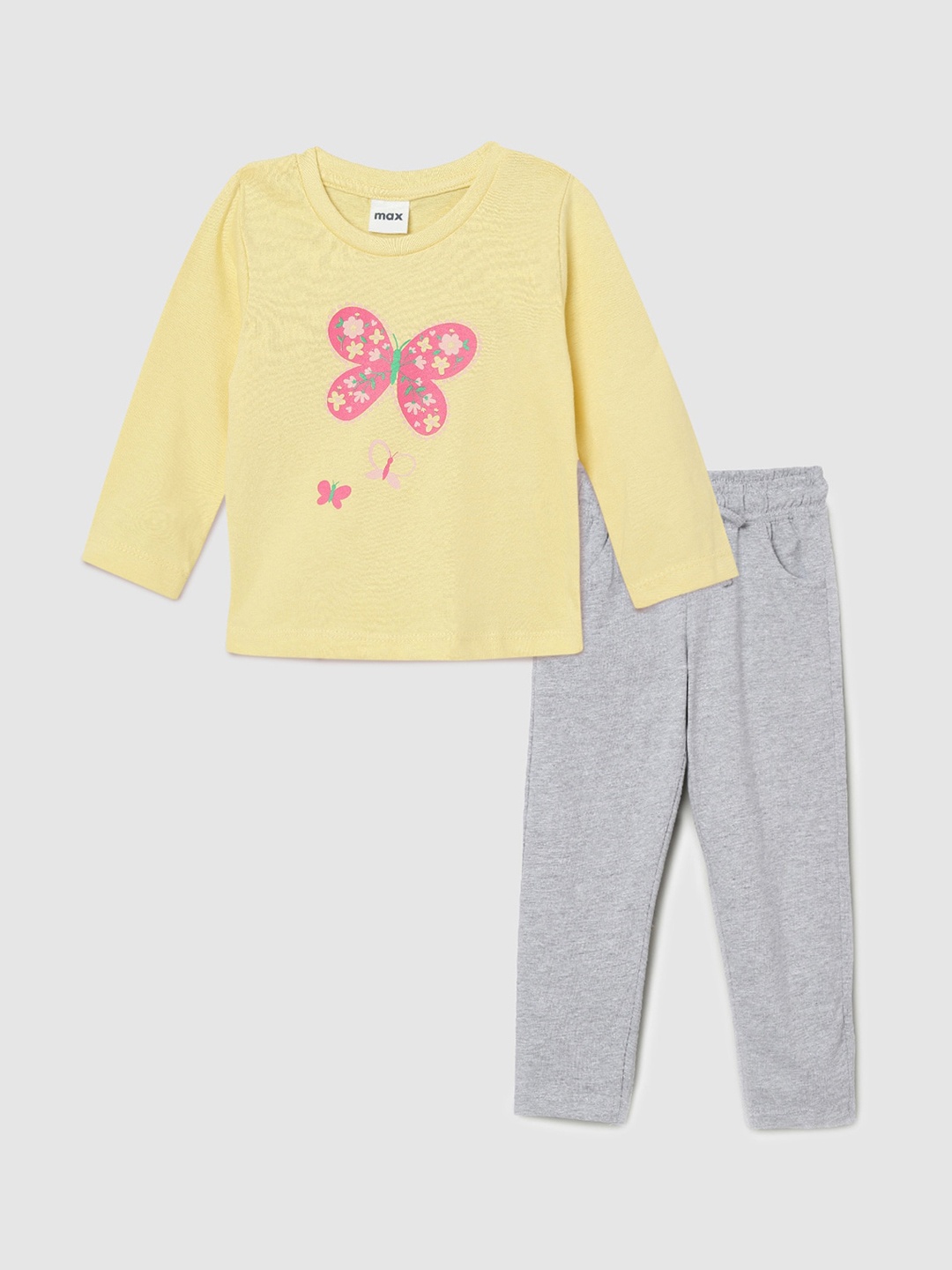 

Max Girls Yellow & Grey Printed Night suit