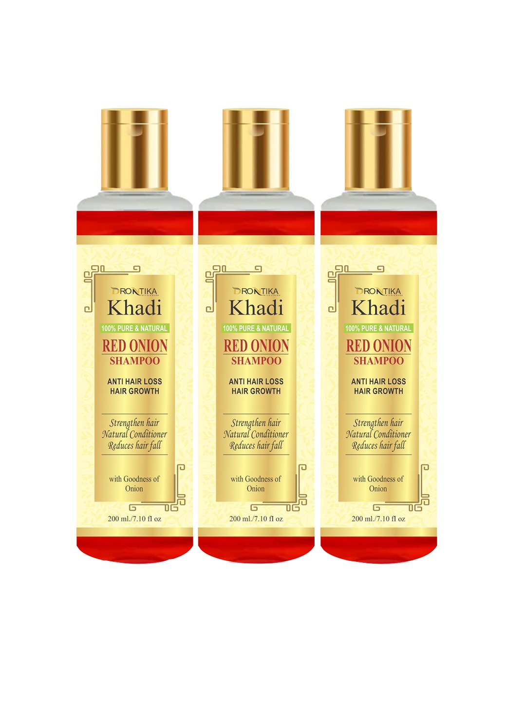 

DRONTIKA Set Of 3 Red Onion Anti Hair Loss Growth Shampoo- 200 ml Each