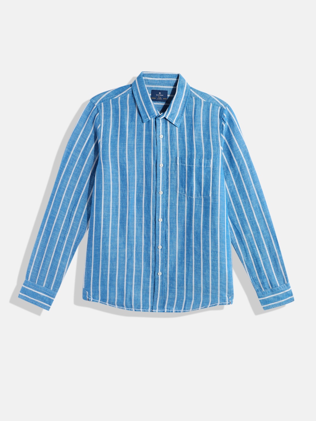 

Bene Kleed Boys Standard Slim Fit Striped Casual Shirt, Blue