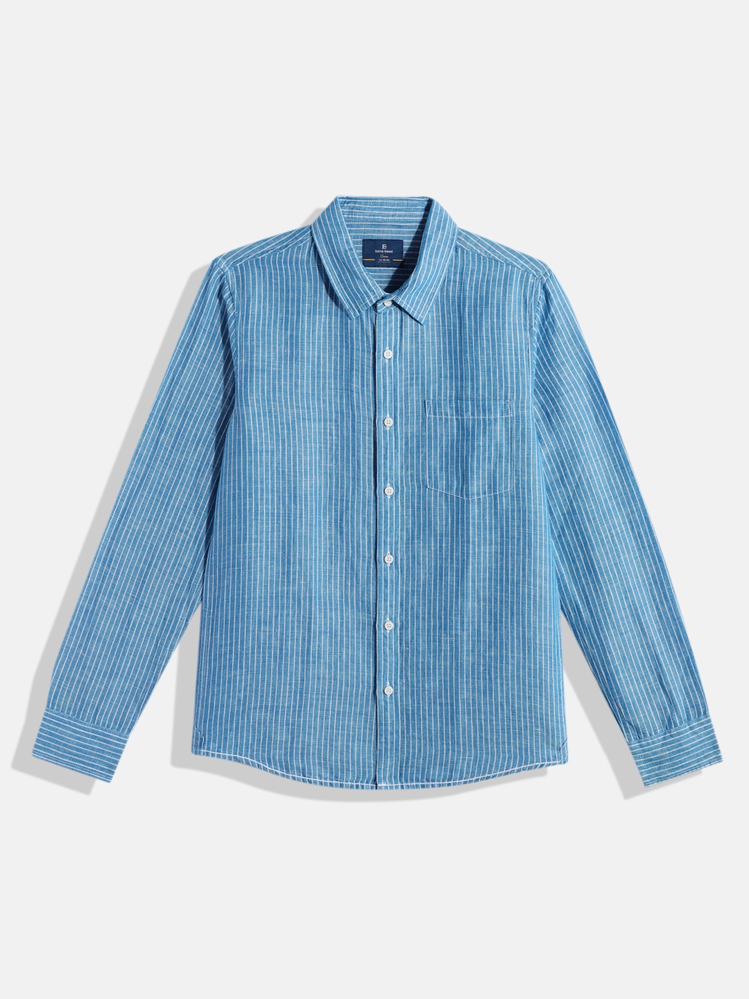 

Bene Kleed Boys Standard Slim Fit Striped Casual Shirt, Blue