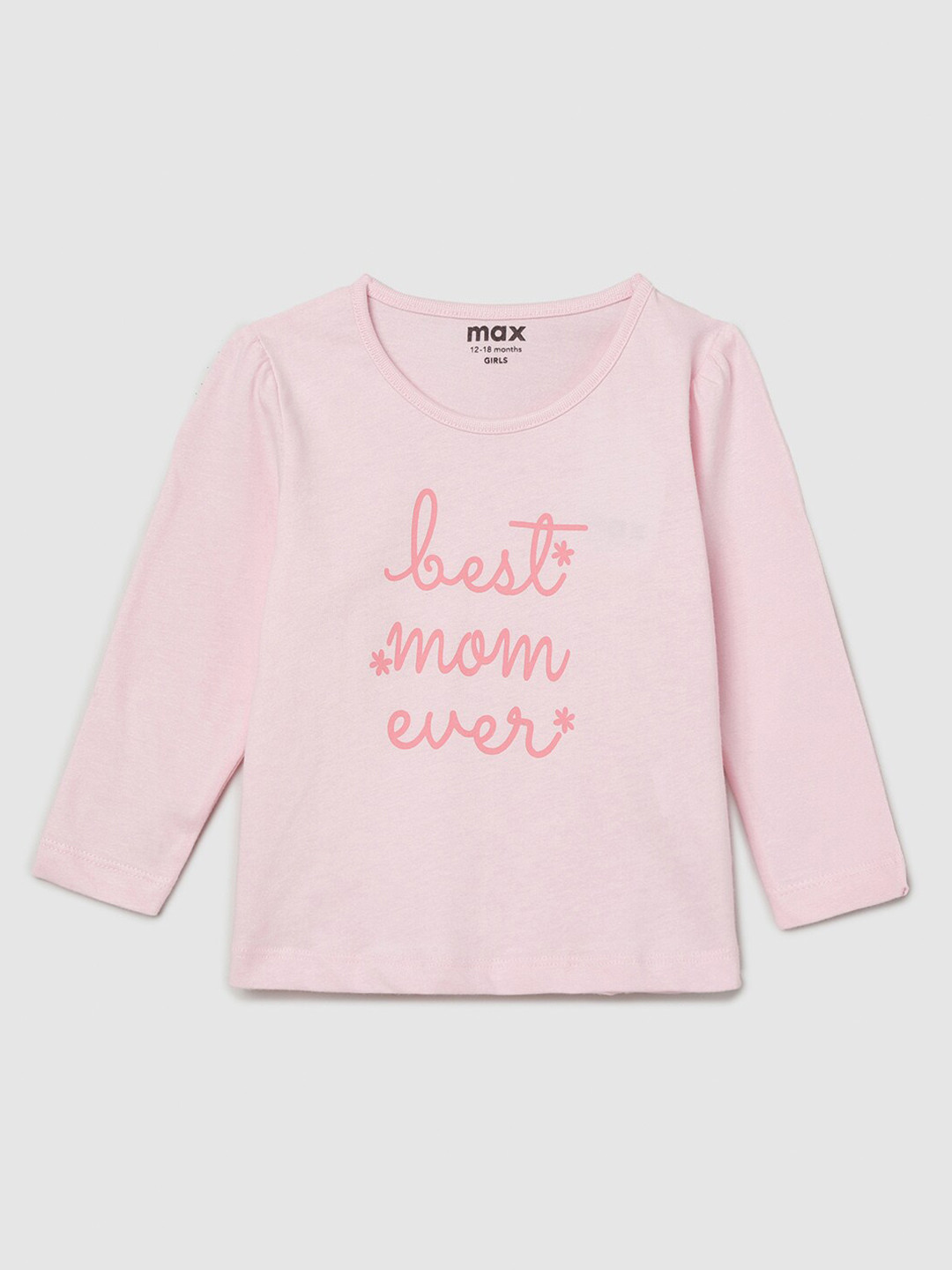 

Max Girls Pink Typography Pure Cotton Printed Cotton T-shirt