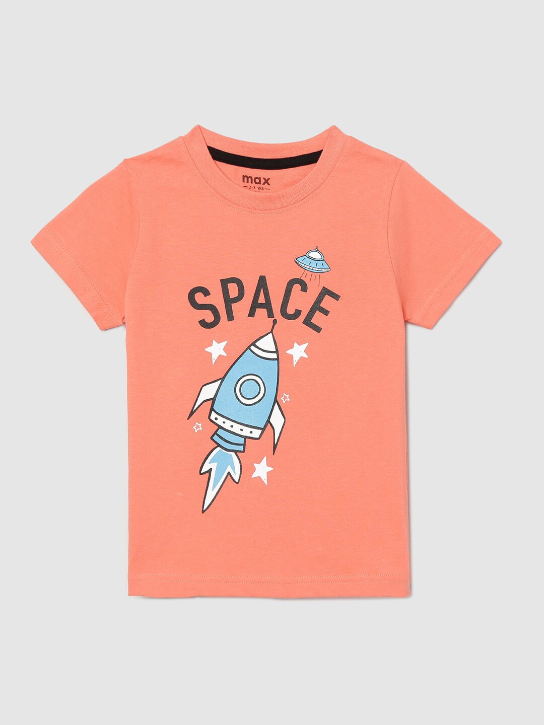 

max Boys Coral Typography Printed Pure Cotton T-shirt