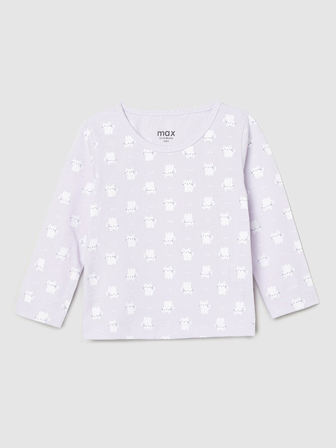 

max Girls White Printed Pure Cotton T-shirt