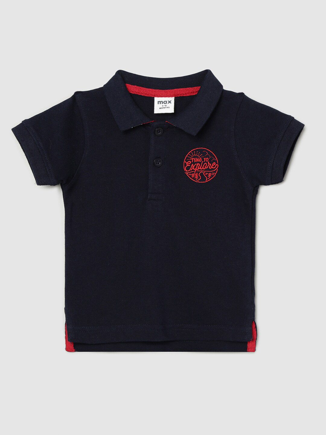 

max Boys Cotton Navy Blue Pure Cotton Polo Collar T-shirt