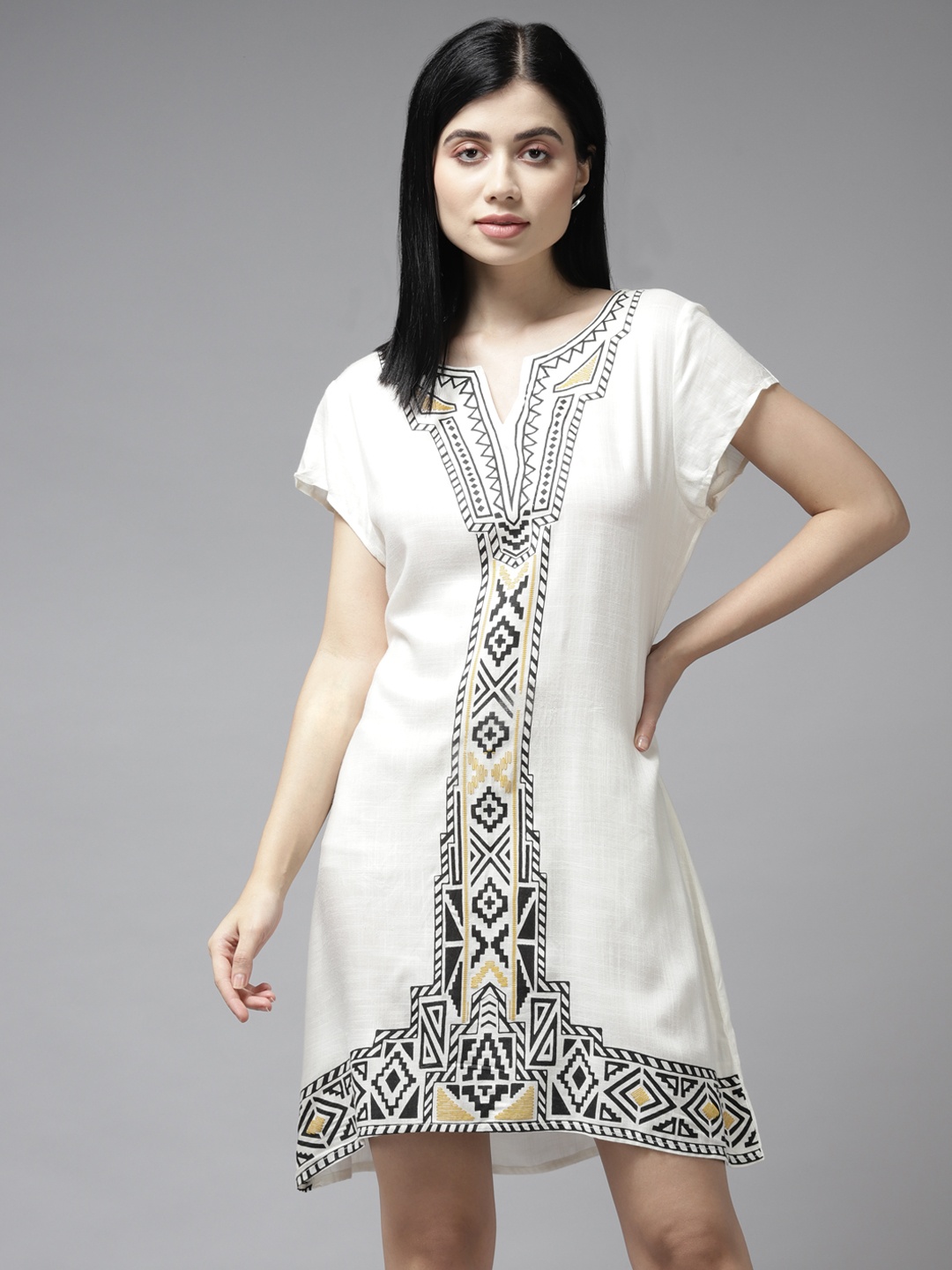 

Aarika White Georgette A-Line Mini Dress