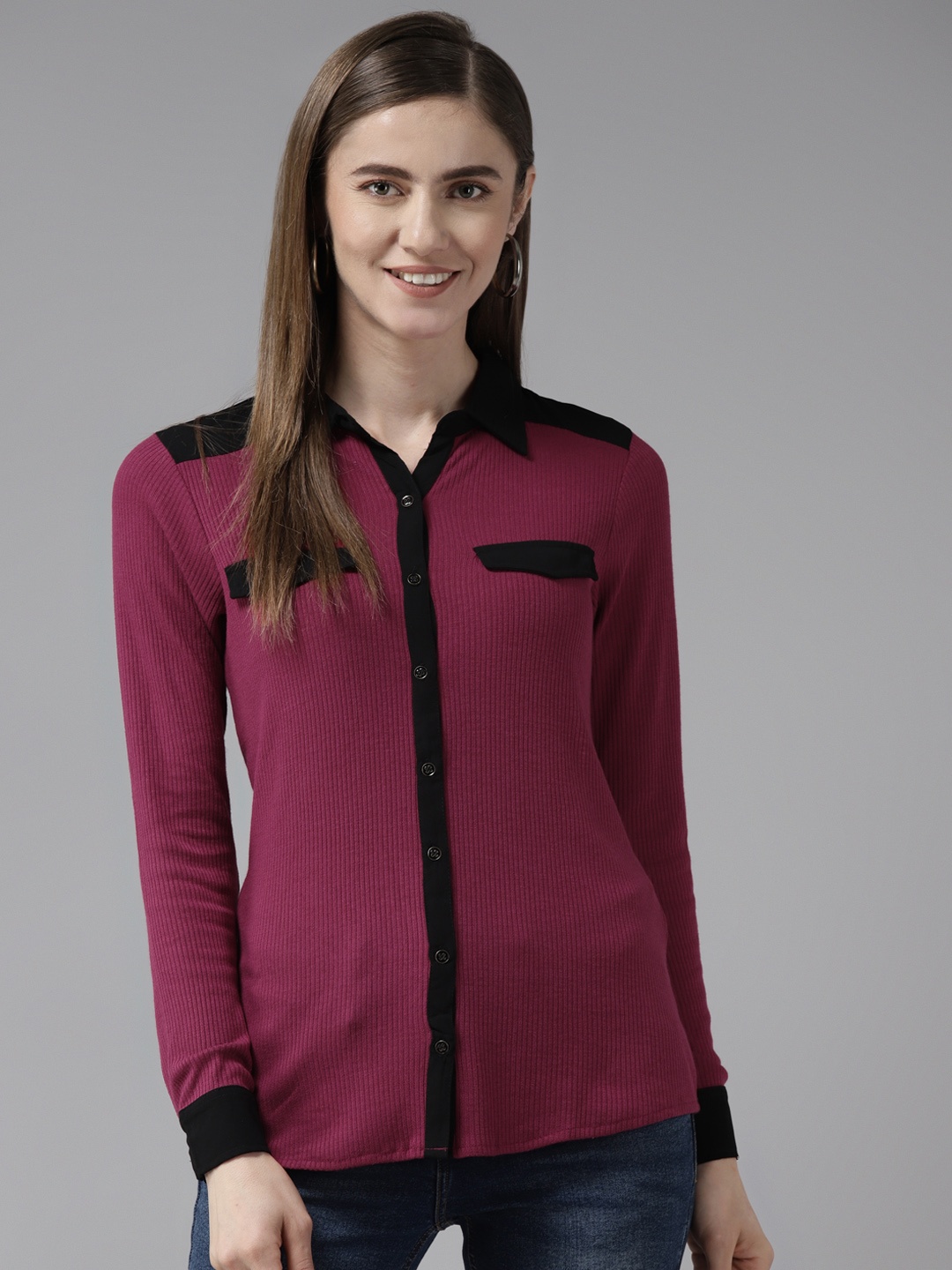 

Aarika Women Purple Solid Casual Shirt