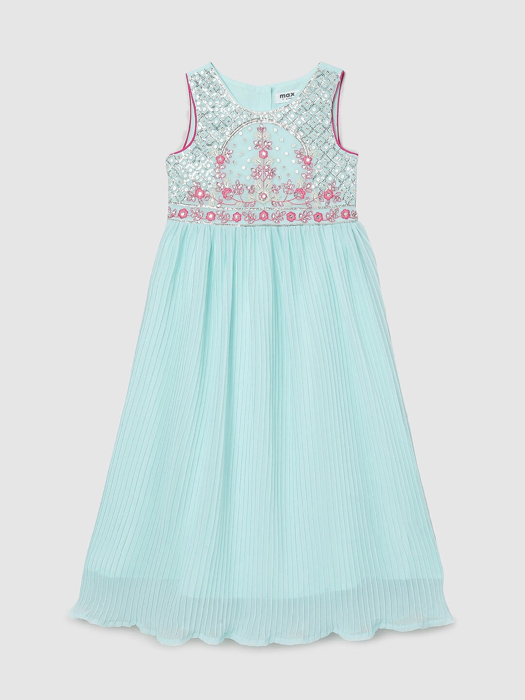 

max Blue Floral Embroidered Ethnic Maxi Dress