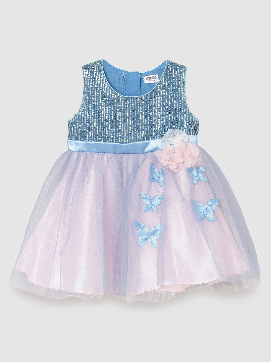 

max Blue & Pink Floral Embellished Dress