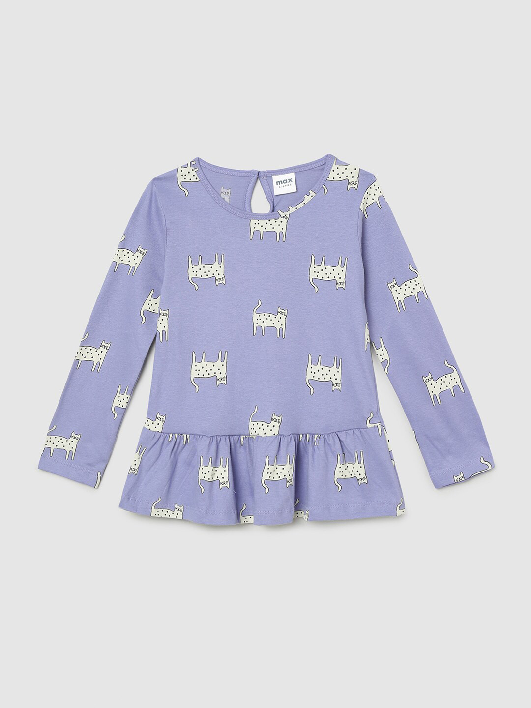 

max Girls Blue Pure Cotton Conversational Print Top