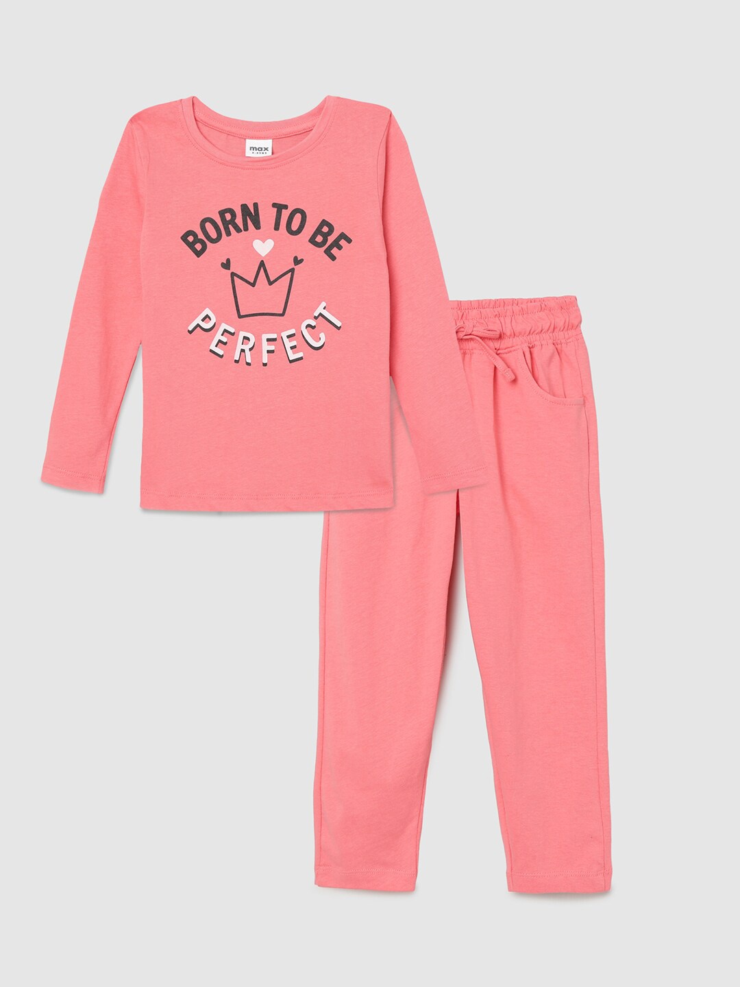 

max Girls Pink Typography Print Top