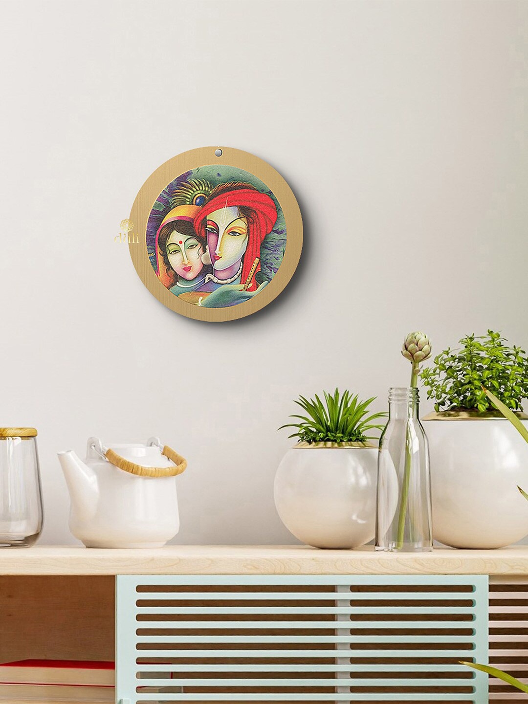 

DULI Multicolor Radha Krishan Design MDF Wood Hanging Wall Decor, Multi