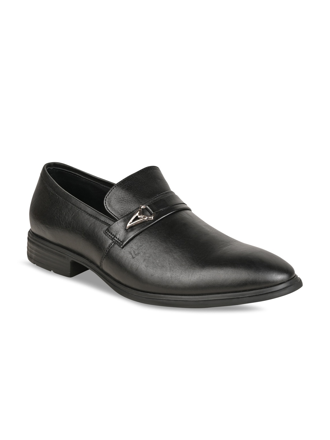 

Regal Men Black Solid Leather Formal Slip-On Shoes