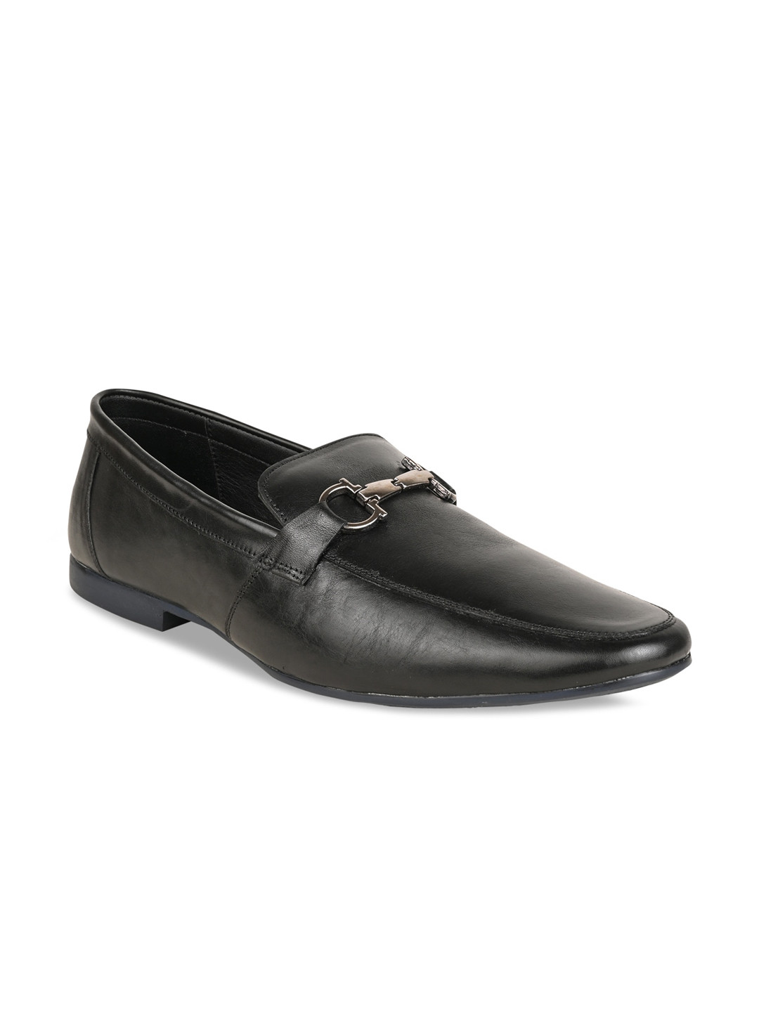 

Regal Men Black Solid Leather Formal Slip-on Shoes