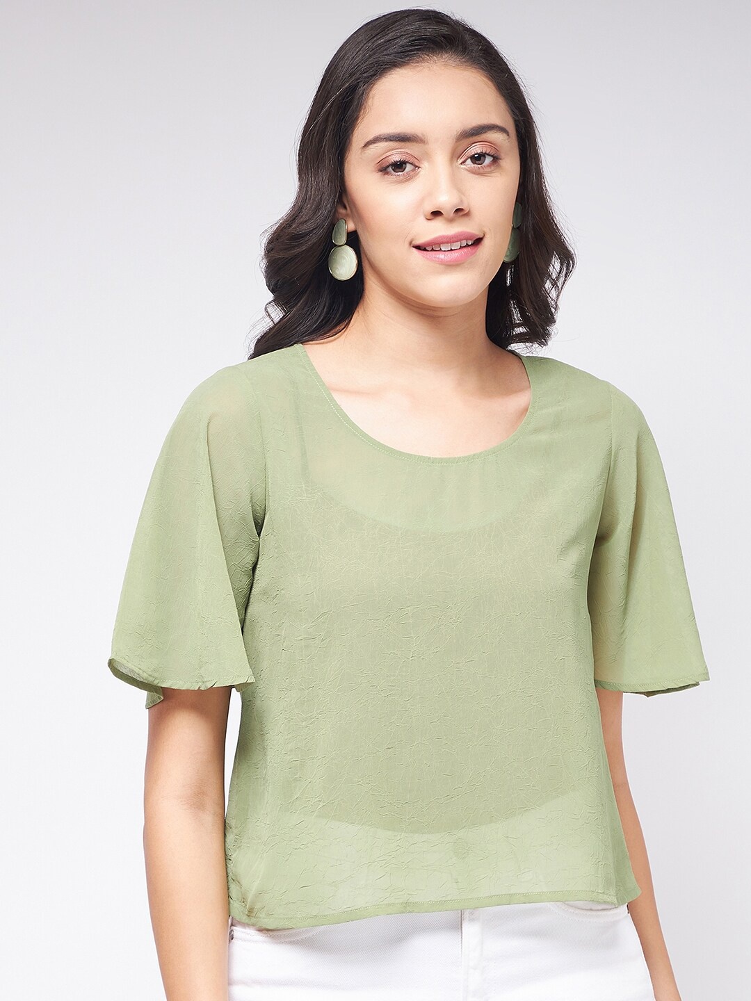 

Zima Leto Women Green Solid Casual Top