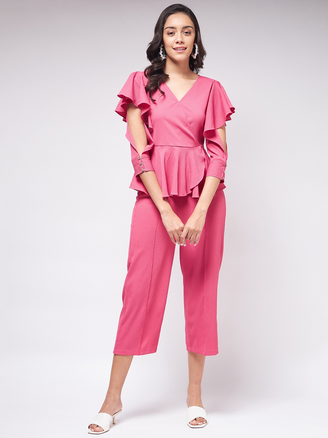 

Zima Leto Women Pink Solid Top & Trouser Co-Ords