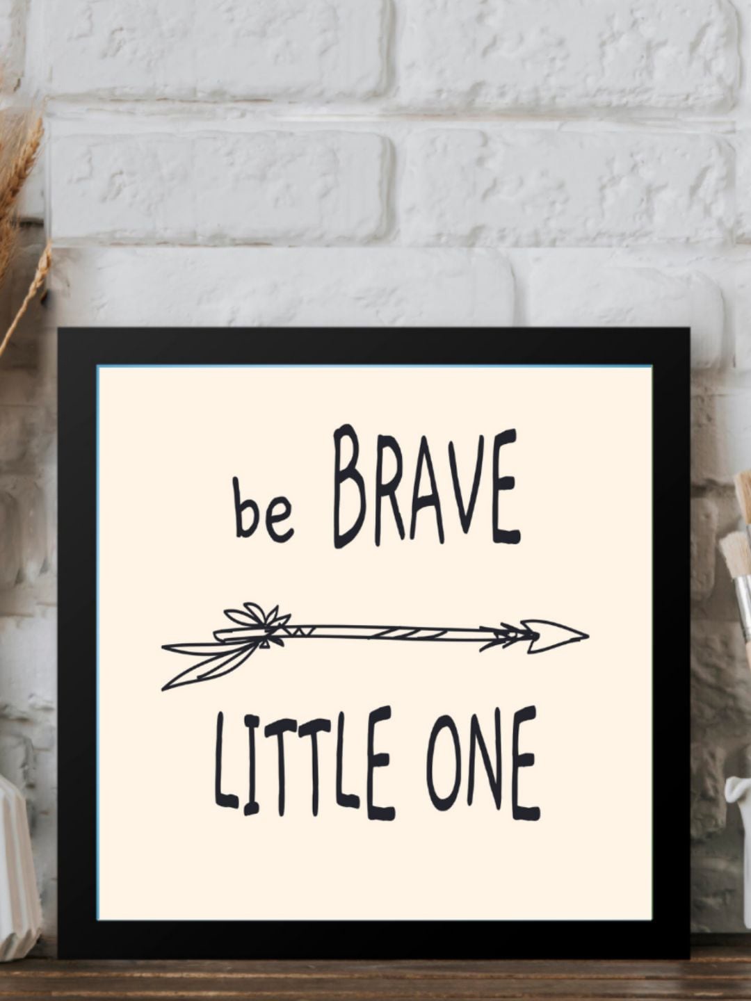 Gathari Beige & Black Motivational Quote Wooden Framed Wall Art