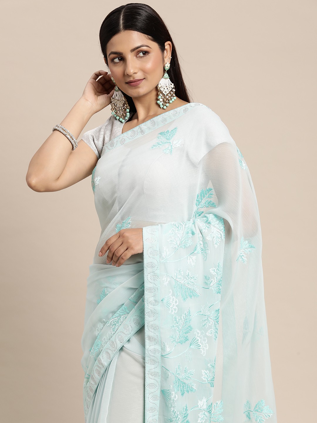 

Pothys Ethnic Motifs Pure Chiffon Saree, Blue