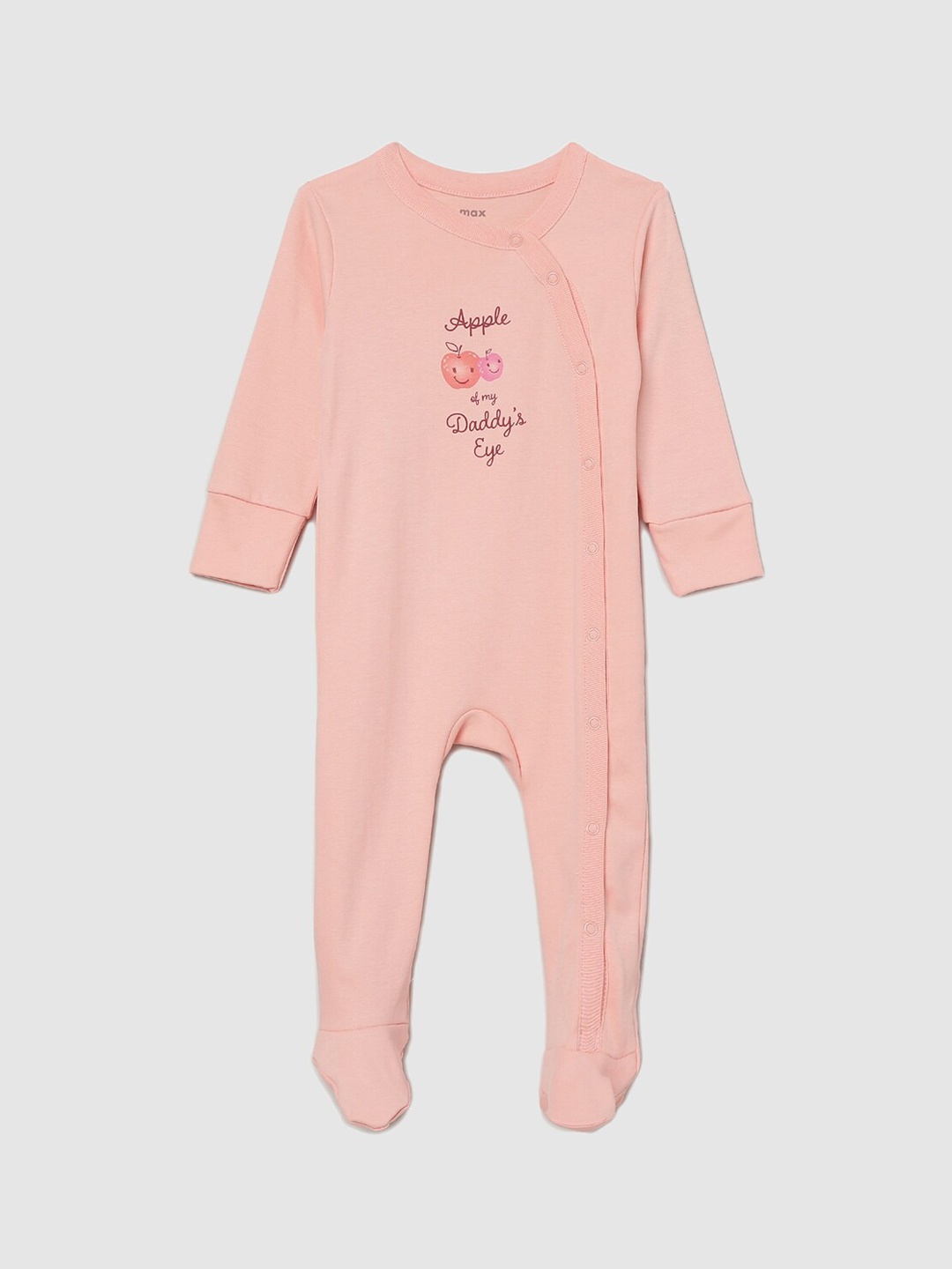 

max Infant Girls Pink Solid Cotton Sleepsuit
