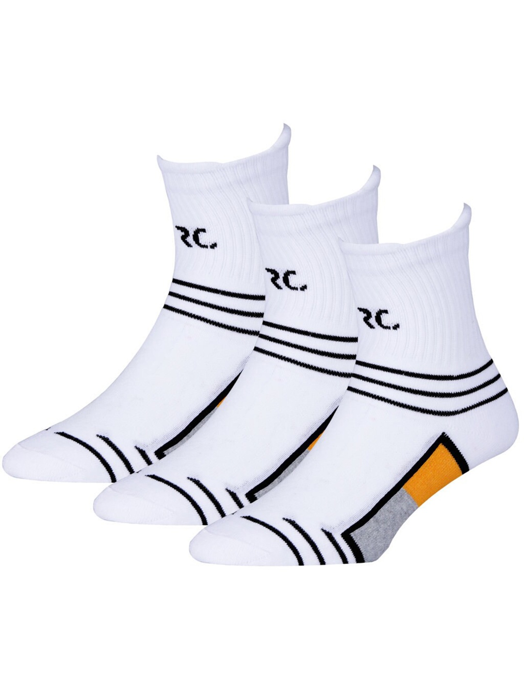 

RC. ROYAL CLASS Men Pack Of 3 Striped Calf Length Socks, White