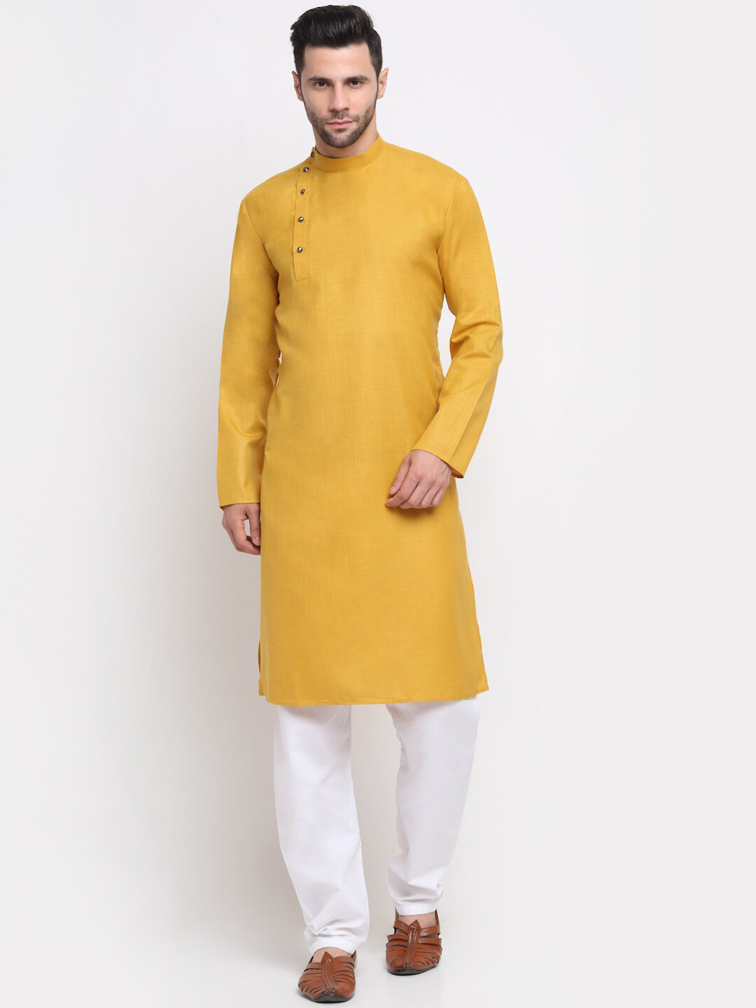 

KRAFT INDIA Men Pure Cotton Kurta with Pyjamas, Mustard