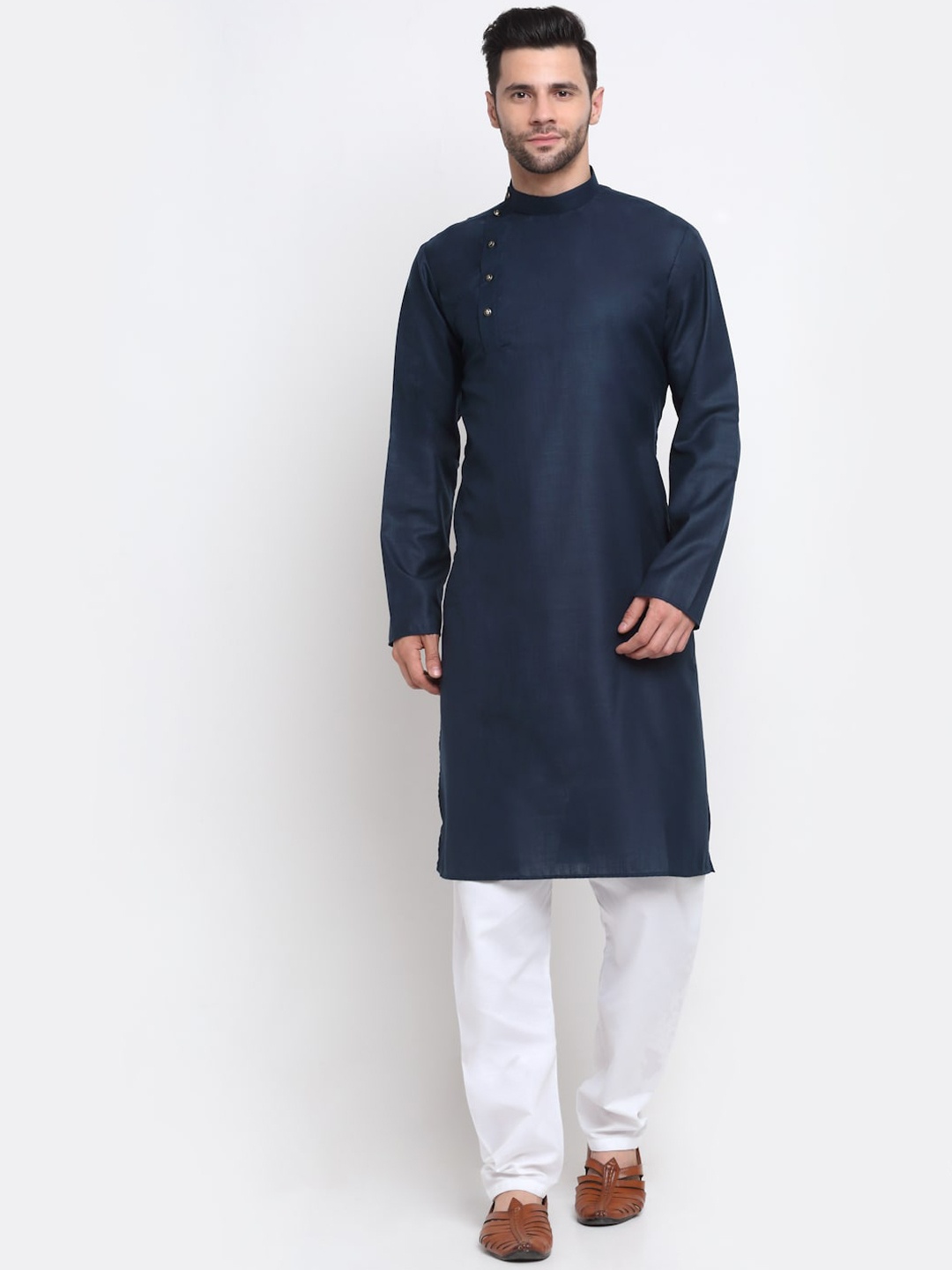 

KRAFT INDIA Men Pure Cotton Kurta with Pyjama Set, Navy blue