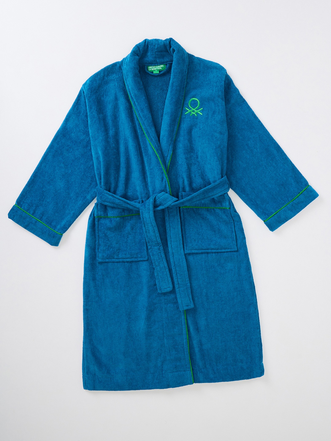

United Colors of Benetton Unisex Blue Solid Pure Cotton Bath Robe