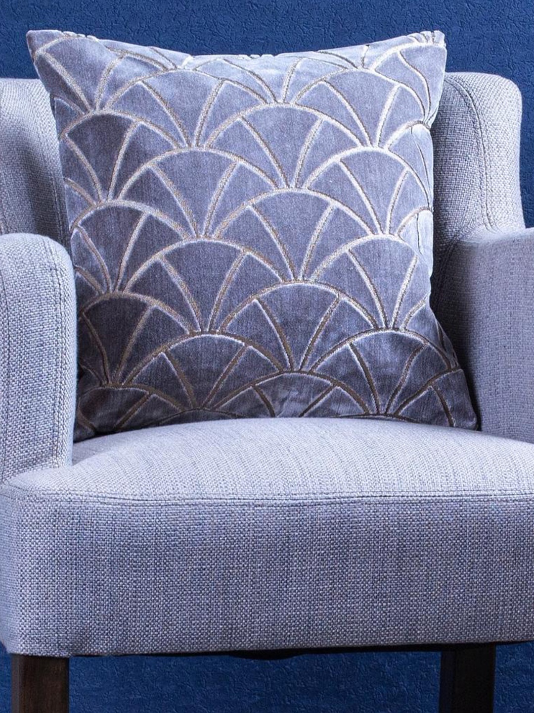 

Just Home Grey Abstract Jacquard Velvet Square Cushion Cover