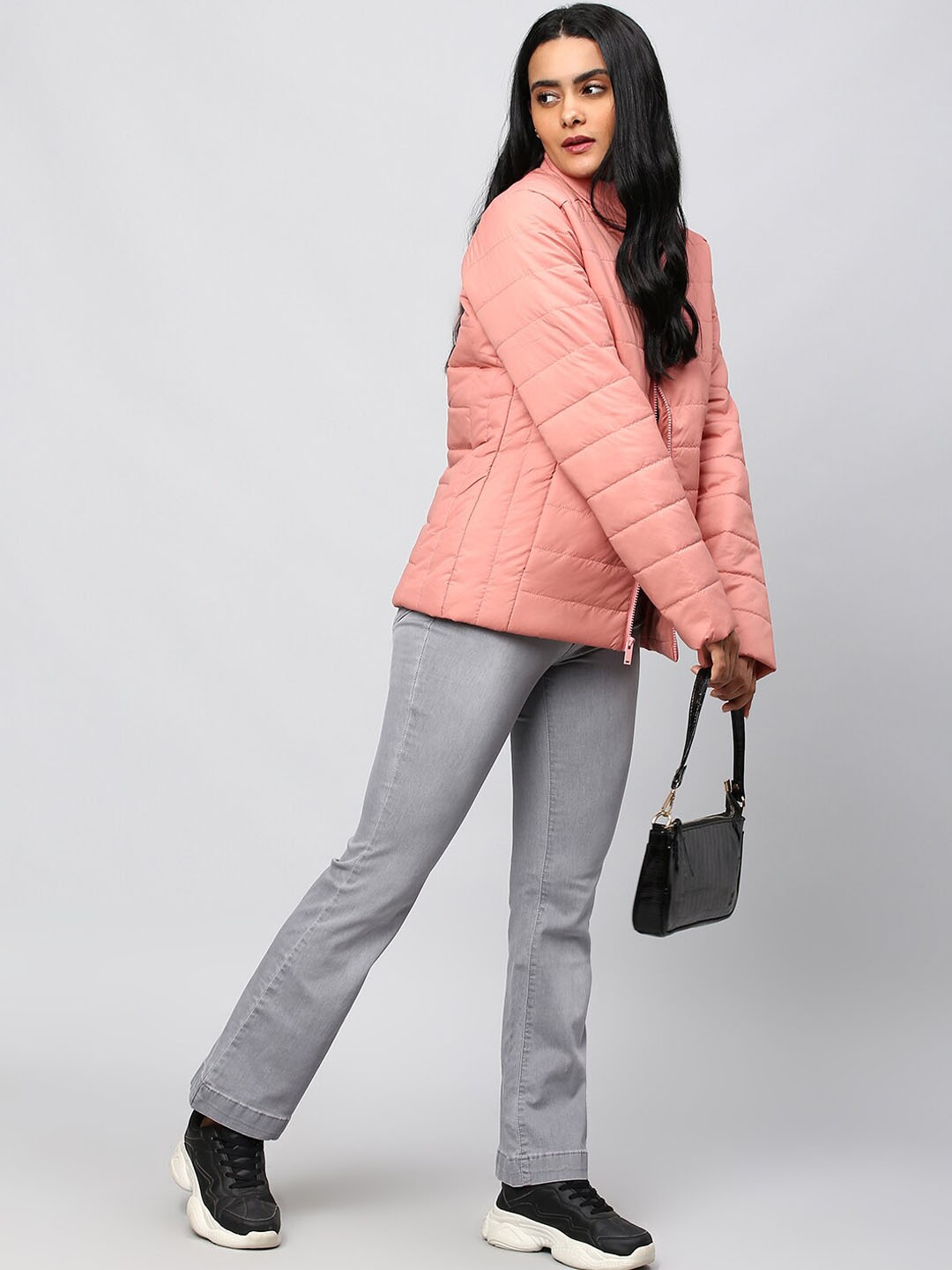 

High Star Women Pink Longline Padded Jacket