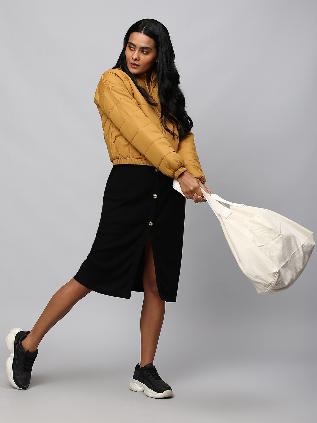 

High Star Women Mustard Solid Puffer Jacket