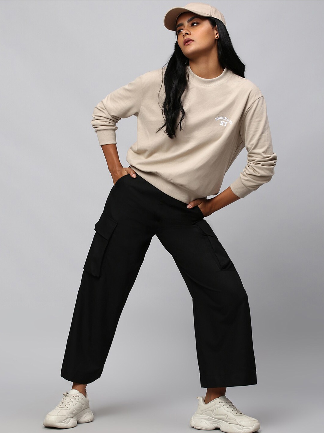 

High Star Women Beige Sweatshirt