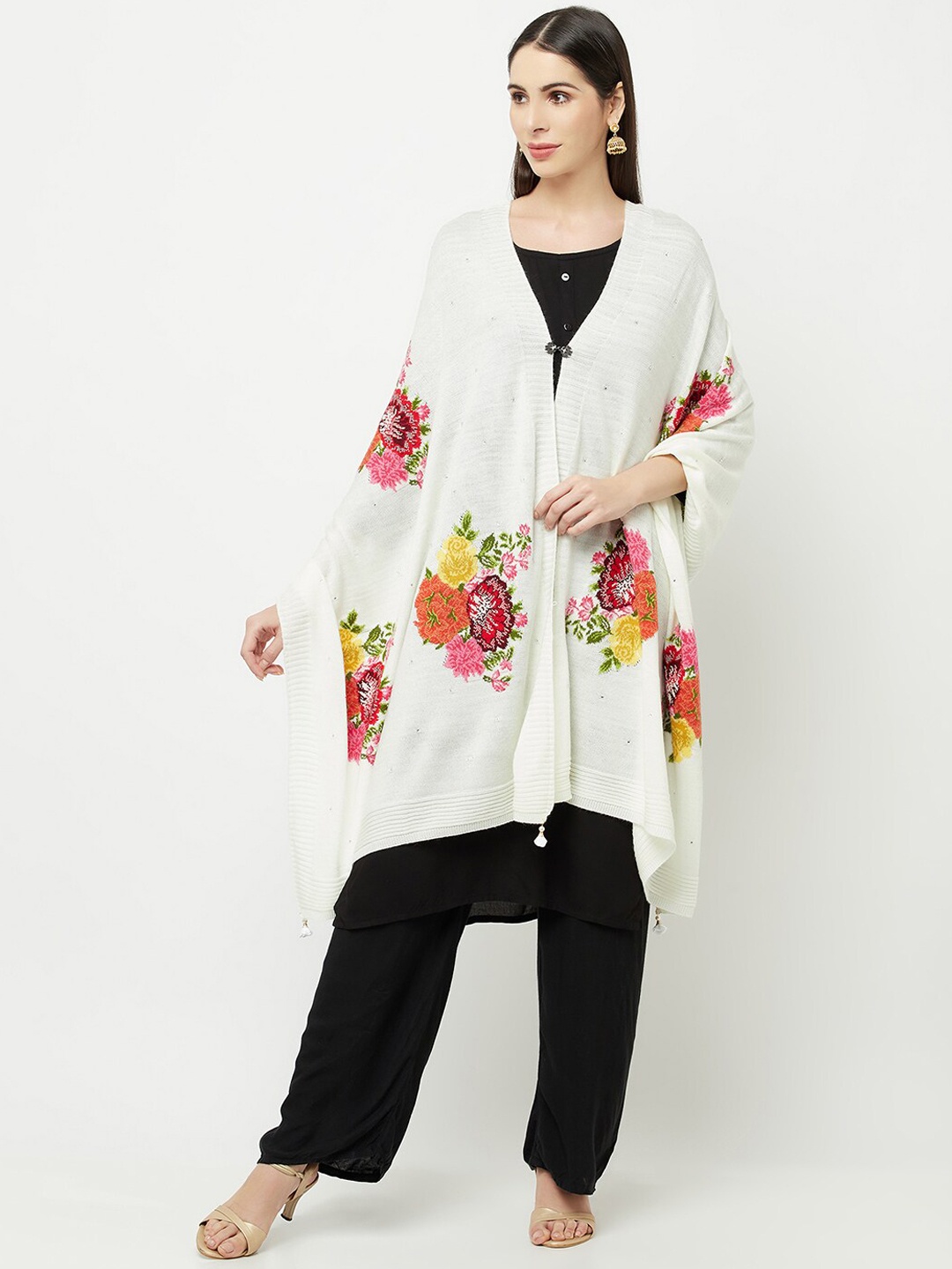 

Knitstudio Women Off White Printed Knitted Shawl