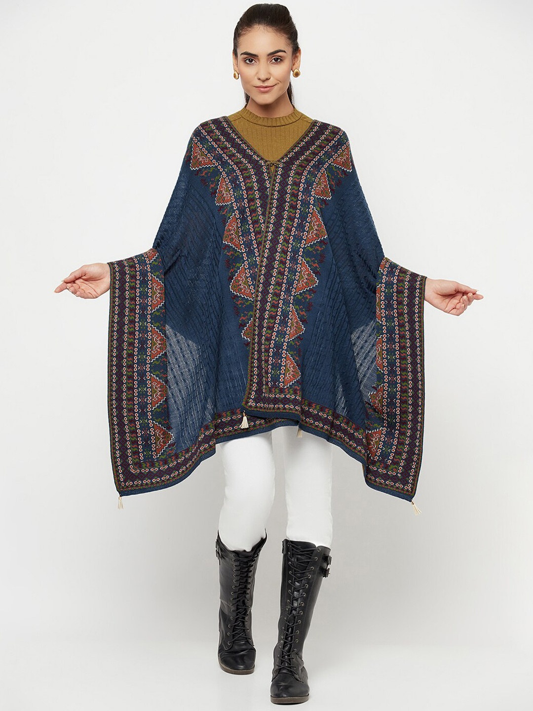 

Knitstudio Women Teal Woven Design Shawl