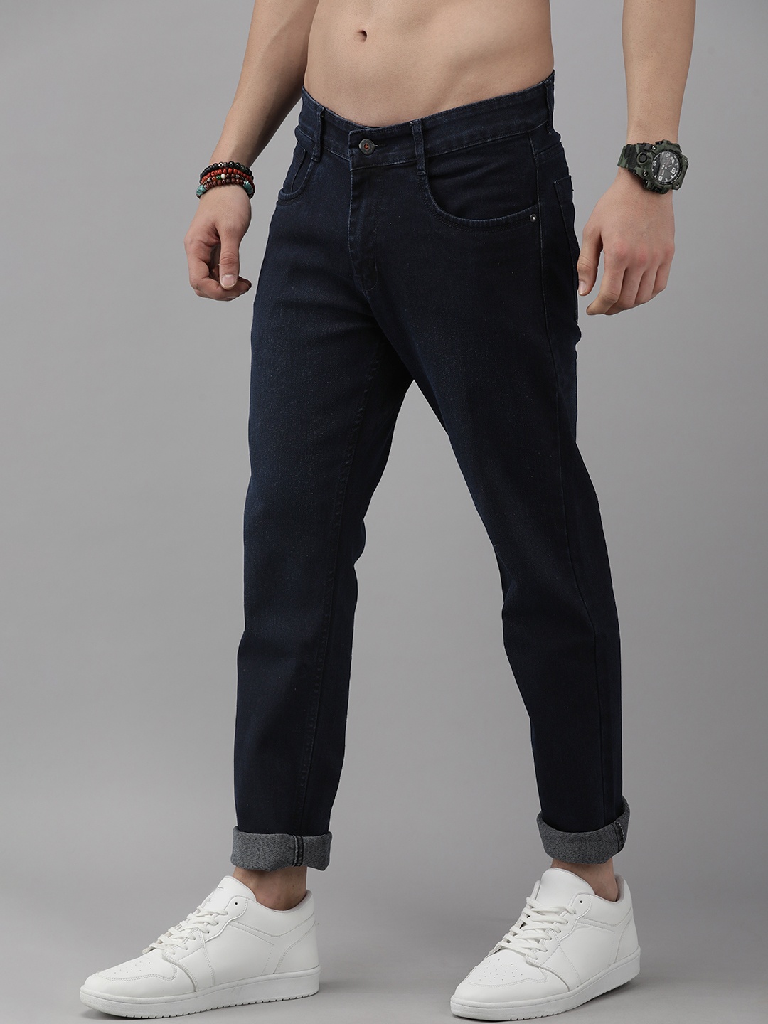 

The Roadster Lifestyle Co. Men Navy Blue Slim Fit Light Fade Stretchable Jeans