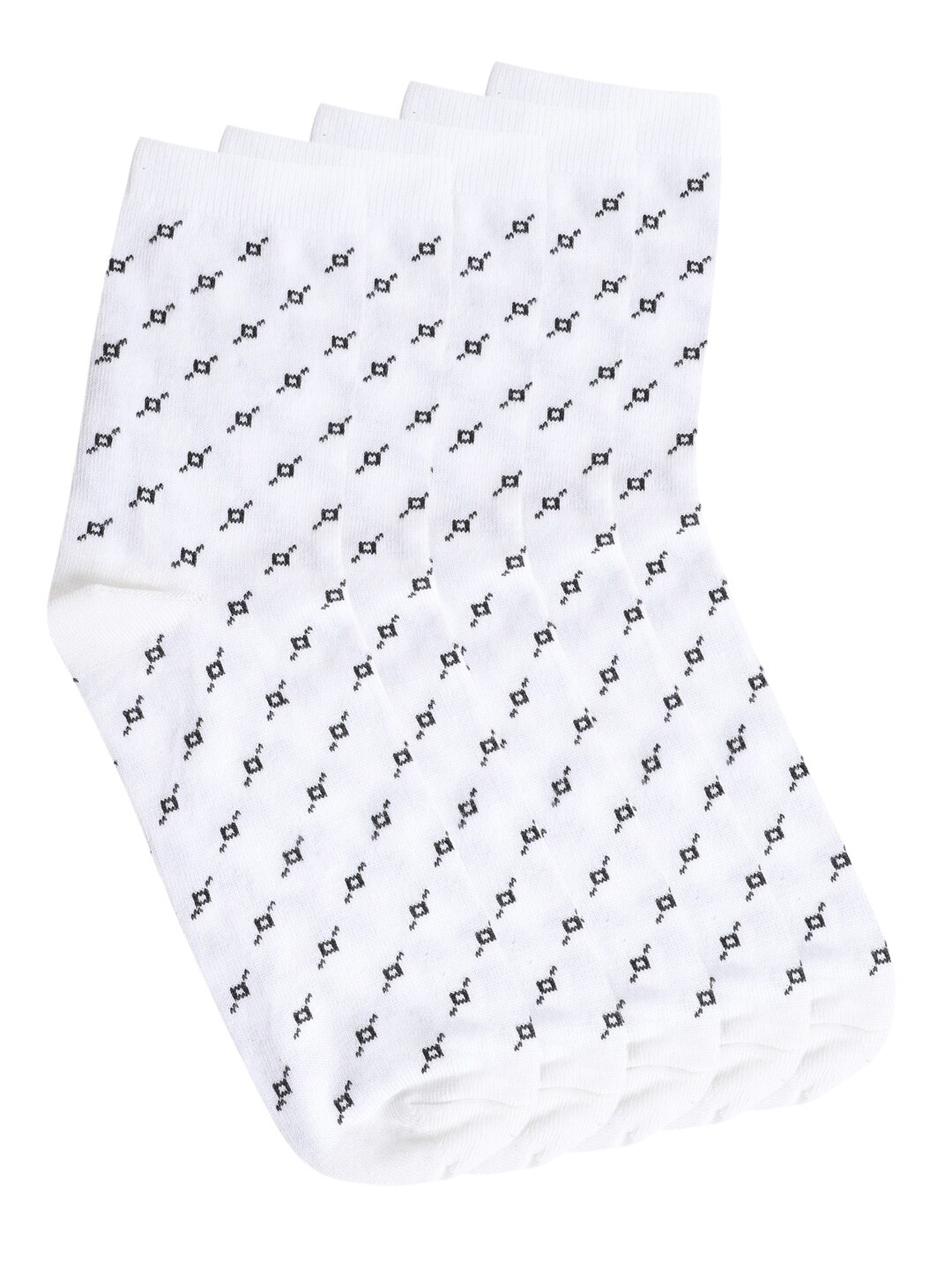 

Cantabil Men Pack of 5 White Patterned Ankle Length Socks