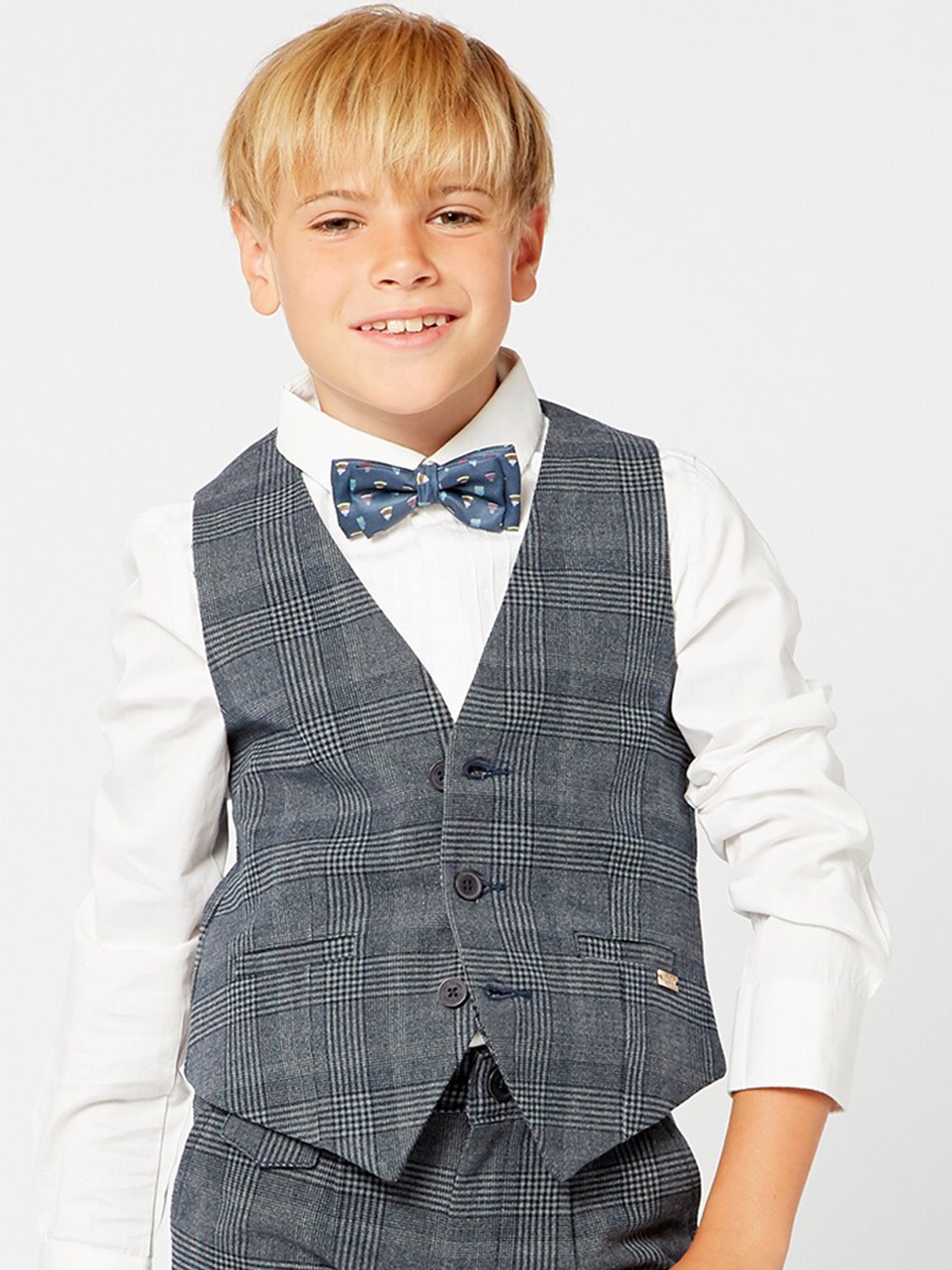 

One Friday Boys Blue Checked Waistcoat