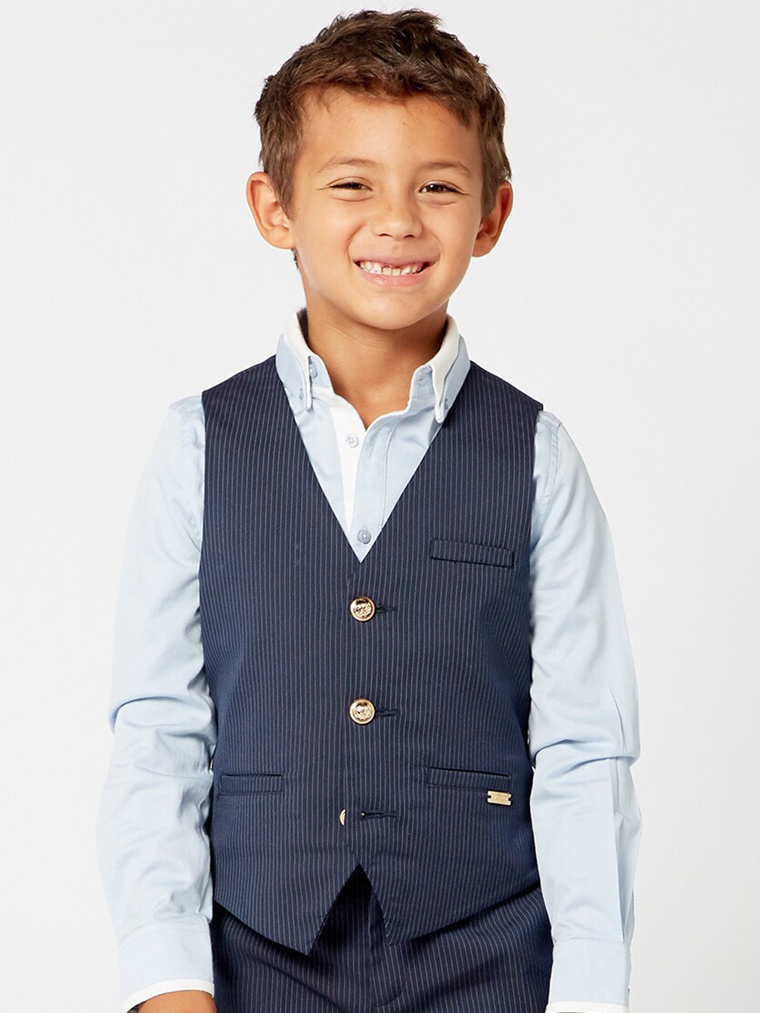

One Friday Boys Blue Striped Waistcoat