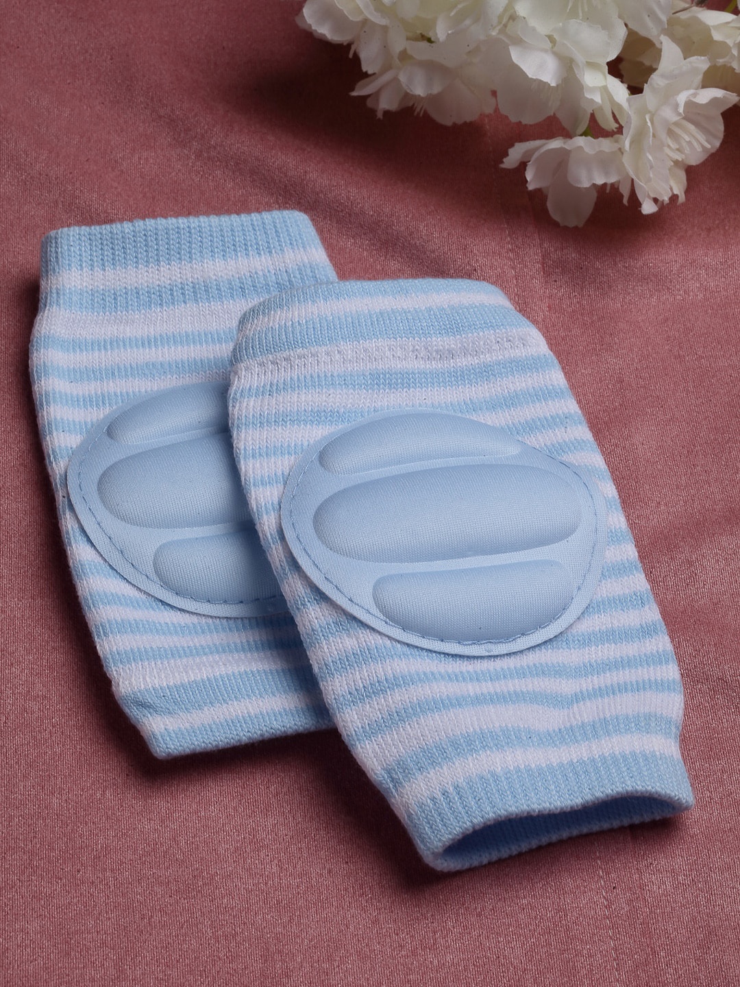 

Babymoon Infant Kids Striped Baby Padded Knee Crawling Pads, Blue