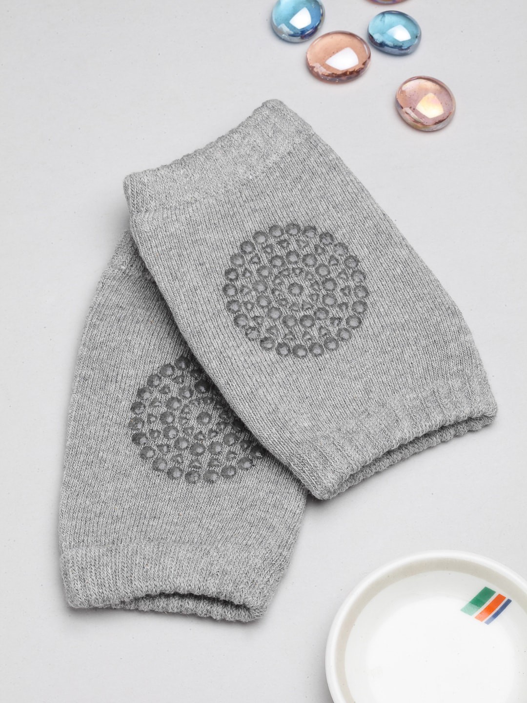 

Babymoon Infant Kids Grey Baby Padded Knee Crawling Pads