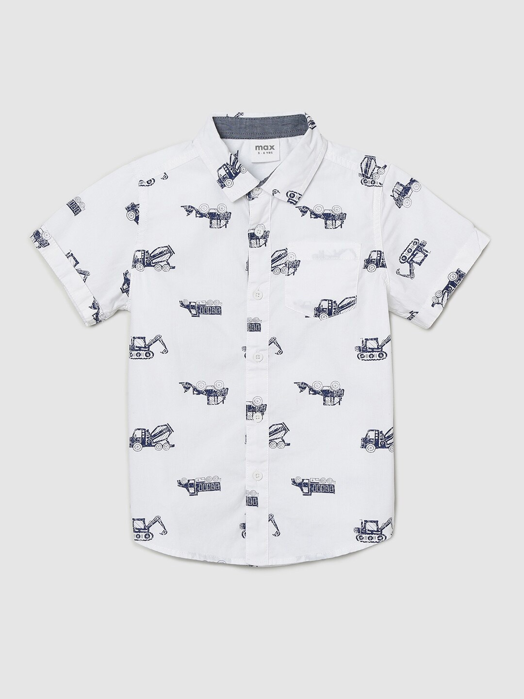 

max Boys White Printed Pure Cotton Casual Shirt