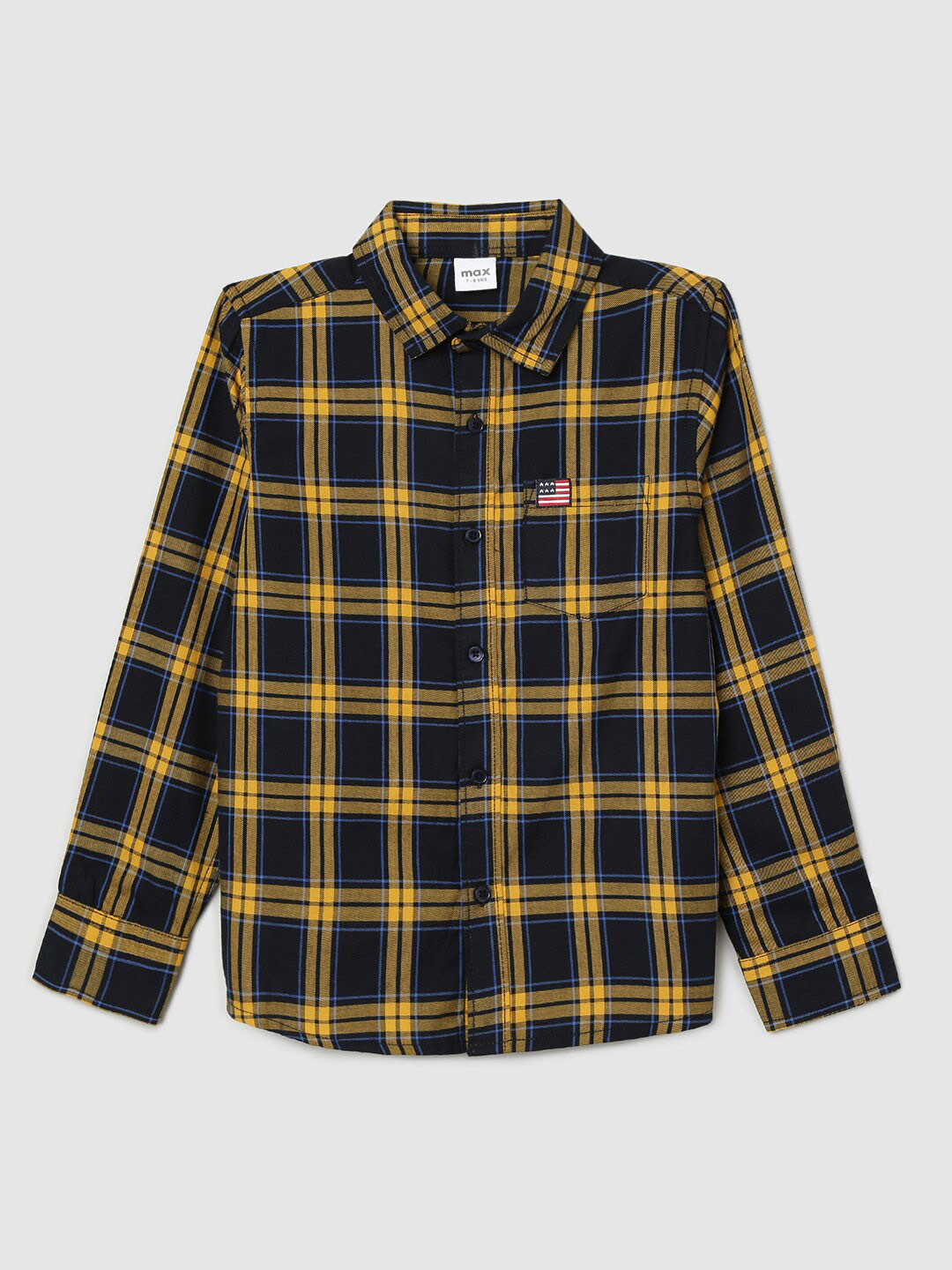 

max Boys Blue Tartan Checked Pure Cotton Casual Shirt