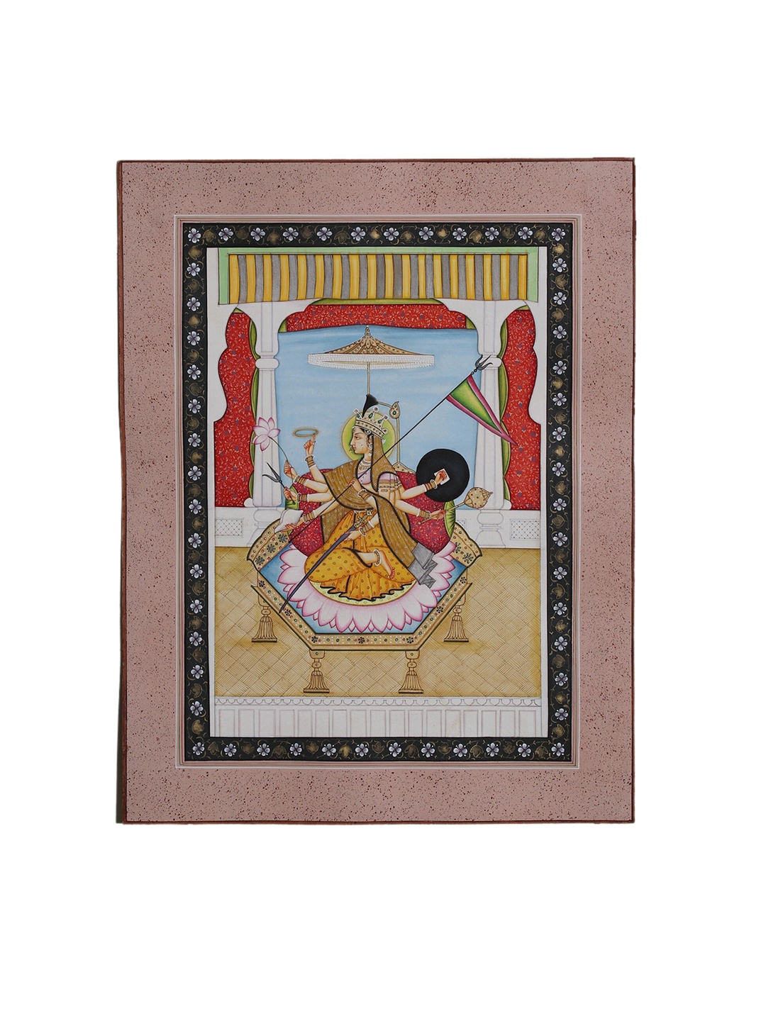 

Exotic India Beige The Victorious Goddess Durga Painted Wall Art