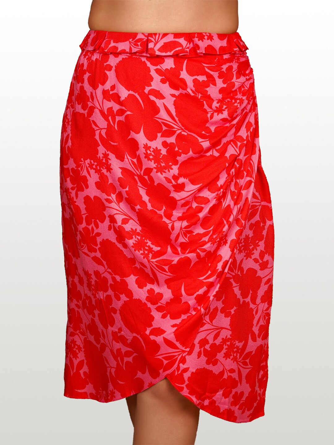 

Hencemade Women Pink & Red Printed Tulip Skirts