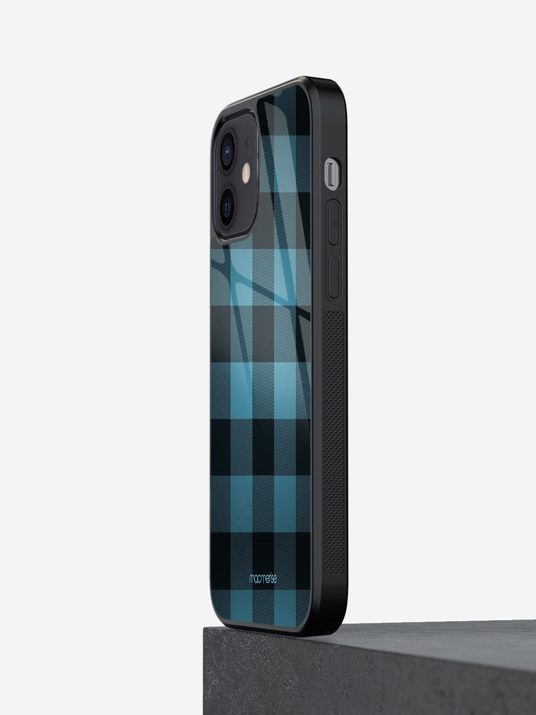 

macmerise Blue & Black Printed iPhone 12 Mini Glass Phone Case