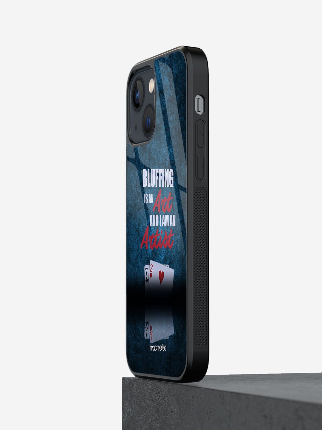 

macmerise Blue Printed Glass iPhone 13 Back Case