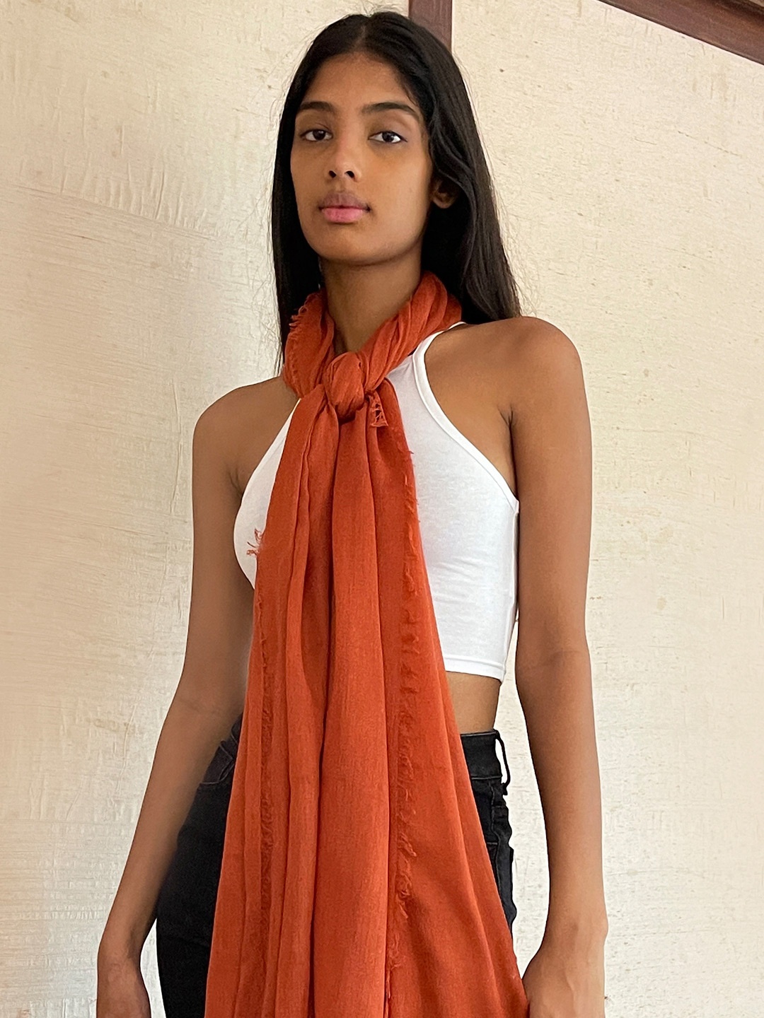 

Ayesha Women Brown Solid Polyester Scarf