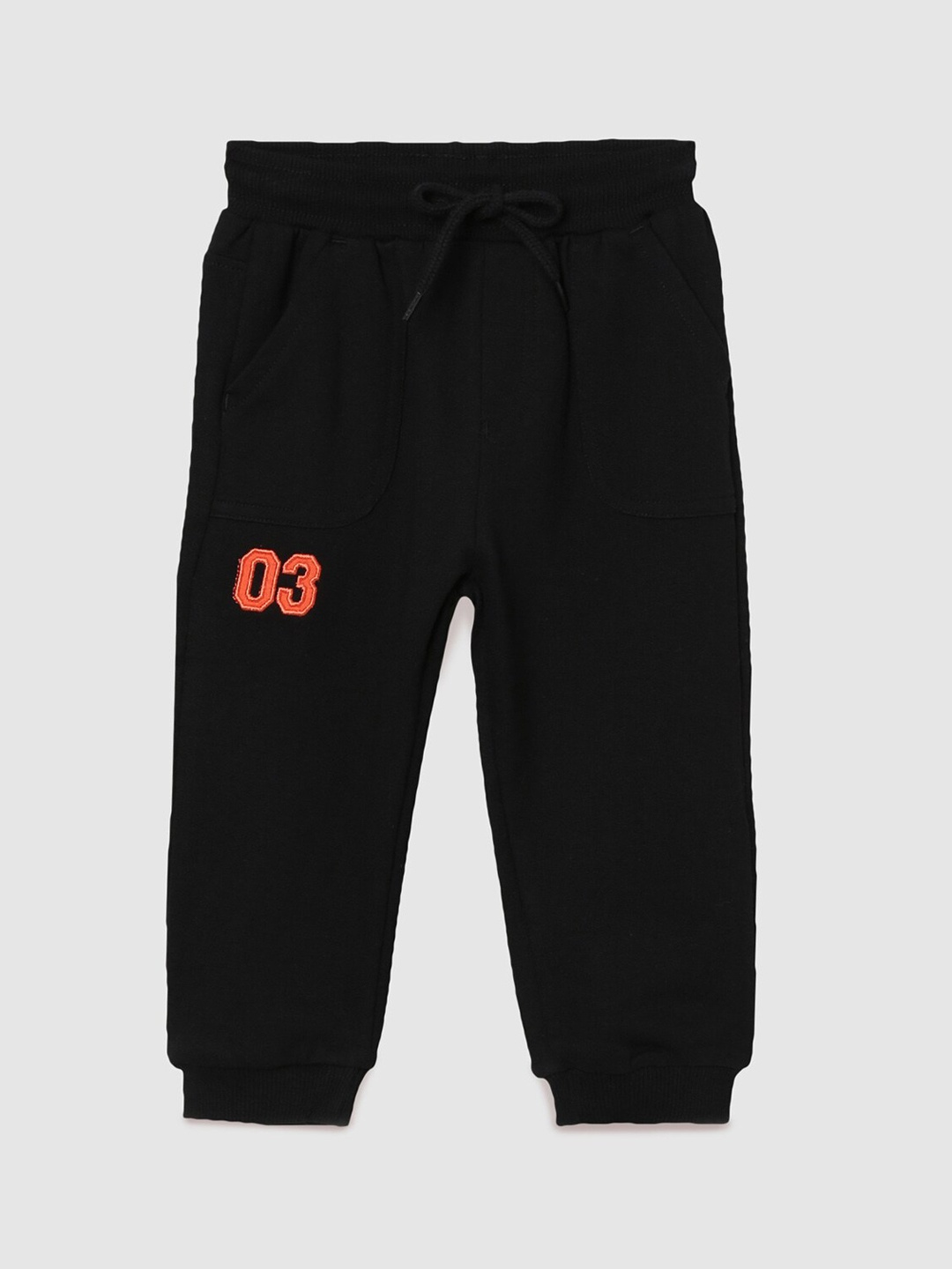 

max Infant Boys Black Solid Cotton Joggers