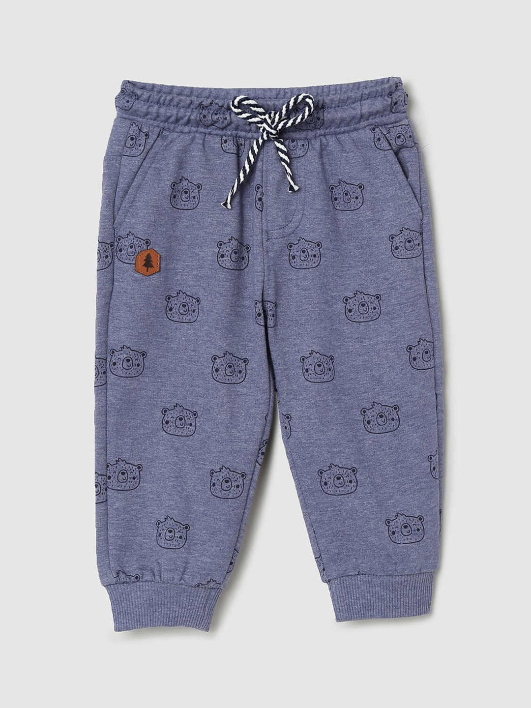 

max Infant Boys Blue Printed Pure Cotton Joggers